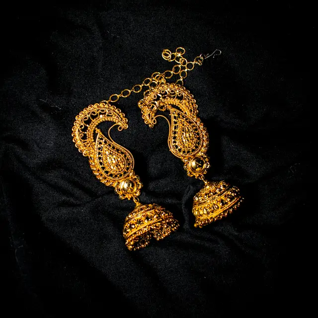 Gold Jhumka Earrings