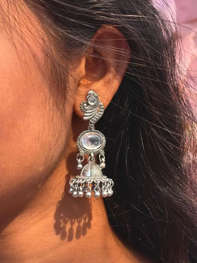Oxidised Silver Jhumka